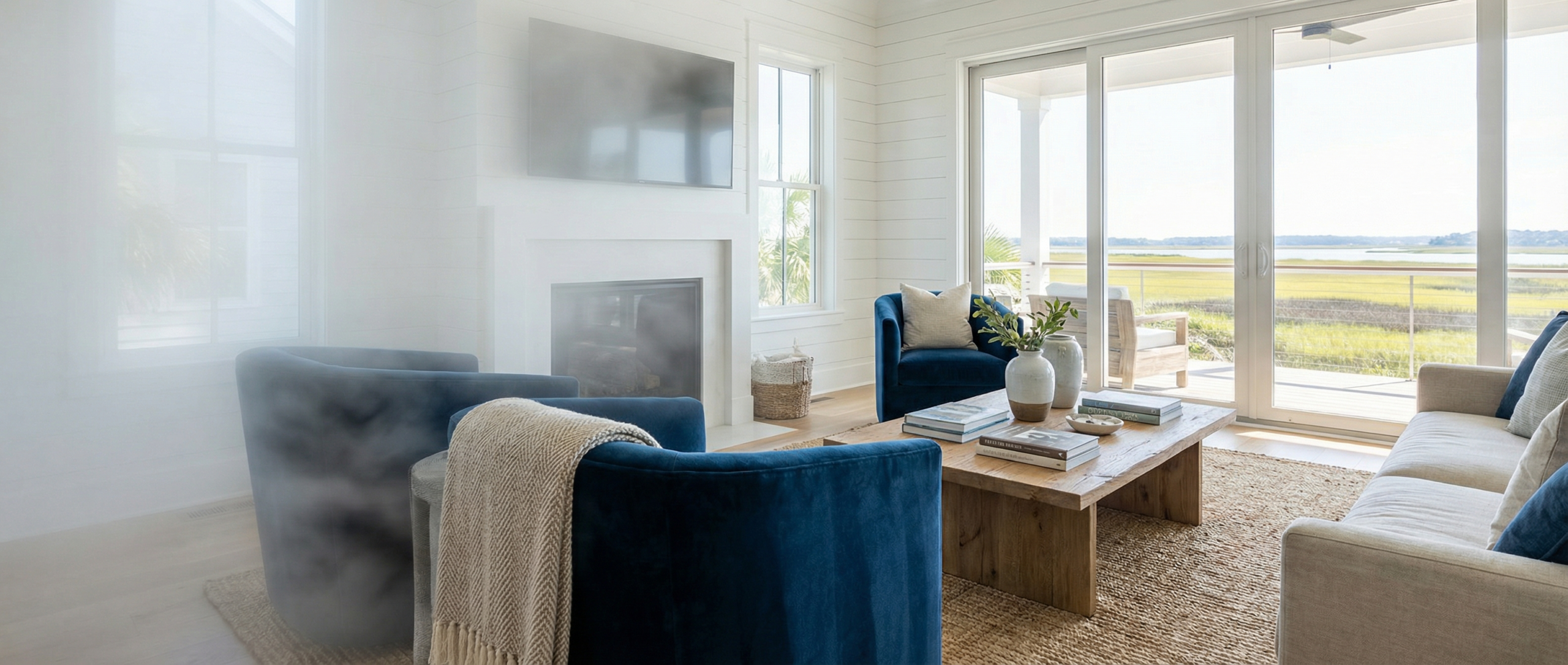 HVAC technician checking humidity levels in a Mount Pleasant SC home.